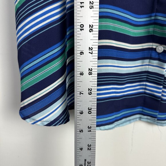 Rose + Olive Womens Tunic Blouse Shirt Top Size 1X Navy Stripes Back Slit - Picture 7 of 8